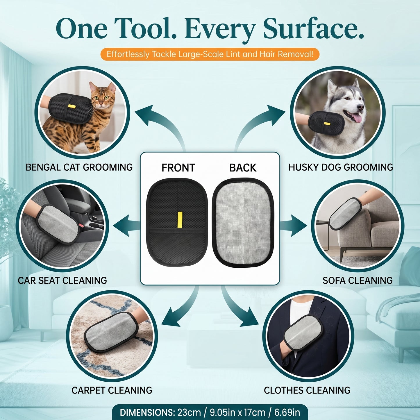 Pet Hair Removal Gloves (Reusable Grooming Mitt)
