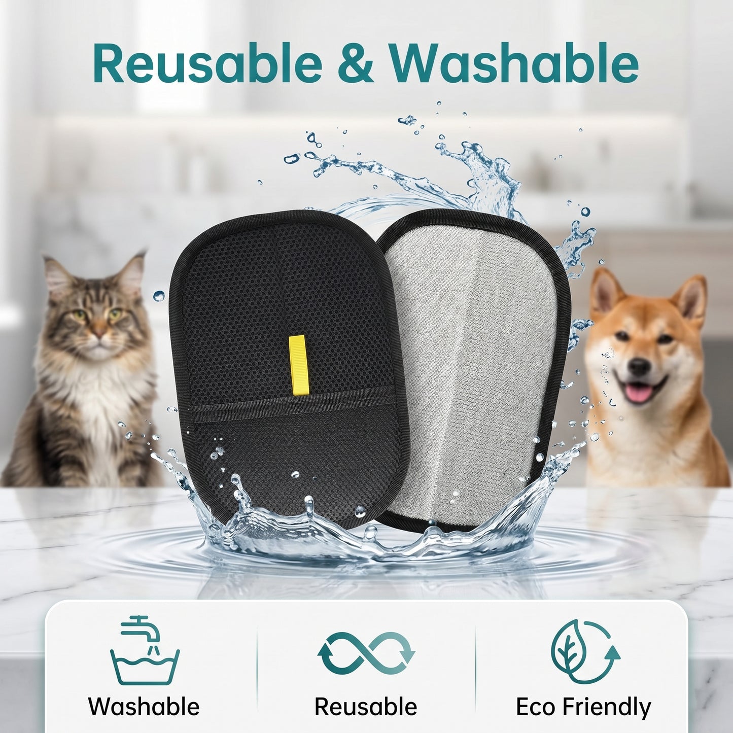 Pet Hair Removal Gloves (Reusable Grooming Mitt)
