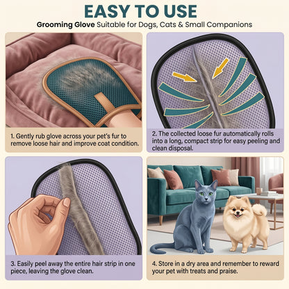 Pet Hair Removal Gloves (Reusable Grooming Mitt)