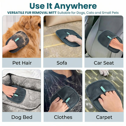 Pet Hair Removal Gloves (Reusable Grooming Mitt)